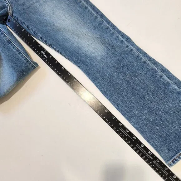 Etica Brigitte Mid Rise Crop‎ 26 Blue Straight Leg Distressed Organic Cotton - Picture 6 of 11